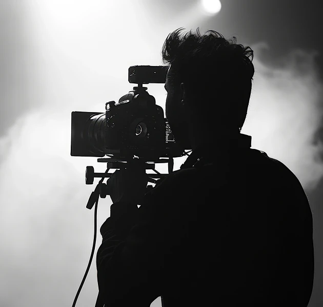 Cameraman filming in a studio
